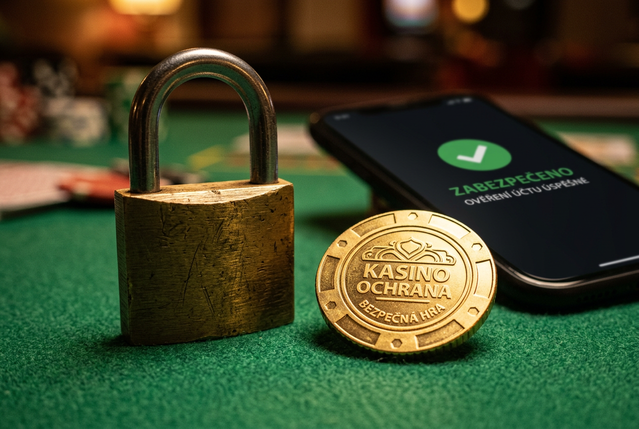 Infografika zobrazující klíčové prvky bezpečnosti při vkladu bitcoinu do kasina